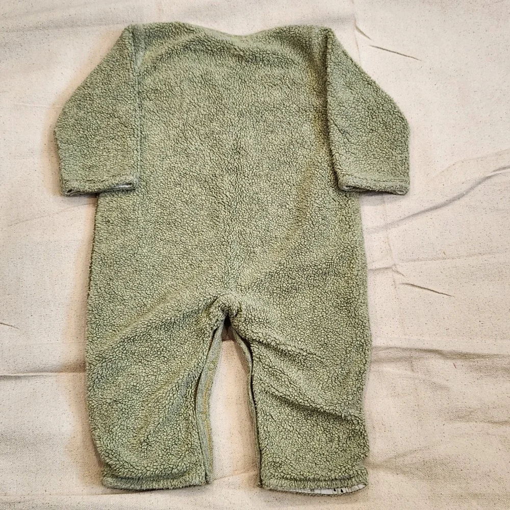 Kissy Kissy Baby Green Sherpa Fleece Bodysuit Romper Outfit Pima Cotton 3-6 Warm